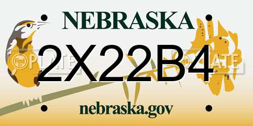 2X22B4 Nebraska License Plate