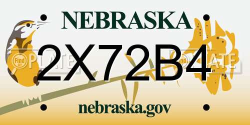 2X72B4 Nebraska License Plate