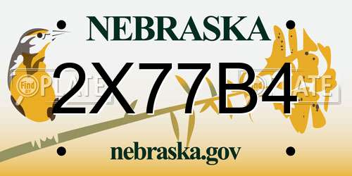 2X77B4 Nebraska License Plate