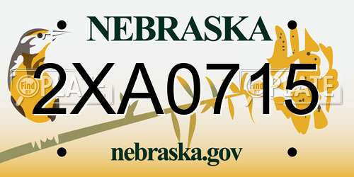 2XA0715 Nebraska License Plate