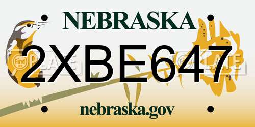 2XBE647 Nebraska License Plate