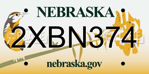 2XBN374 Nebraska License Plate