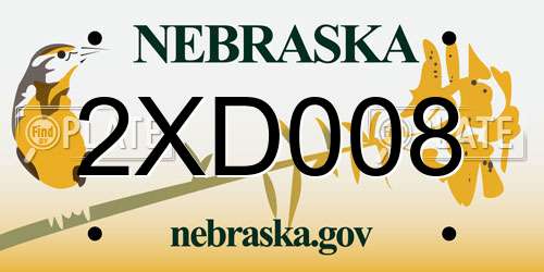 2XD008 Nebraska License Plate