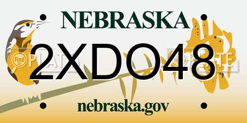2XDO48 Nebraska License Plate