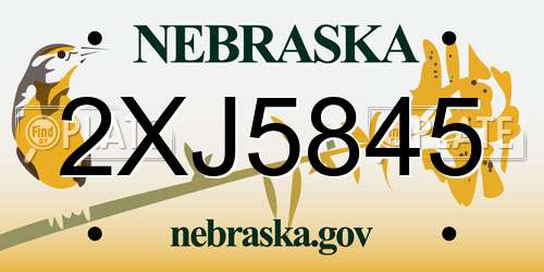 2XJ5845 Nebraska License Plate