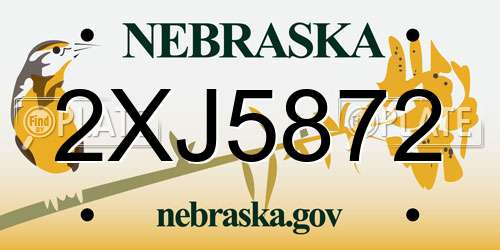 2XJ5872 Nebraska License Plate