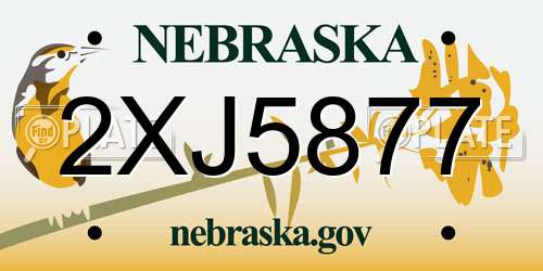 2XJ5877 Nebraska License Plate