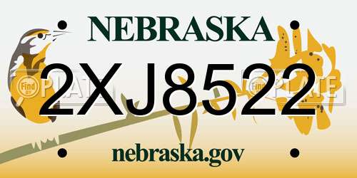 2XJ8522 Nebraska License Plate