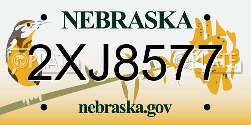 2XJ8577 Nebraska License Plate