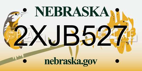 2XJB527 Nebraska License Plate