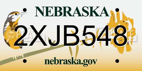 2XJB548 Nebraska License Plate