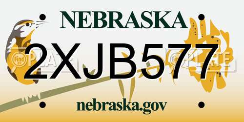 2XJB577 Nebraska License Plate