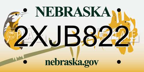 2XJB822 Nebraska License Plate