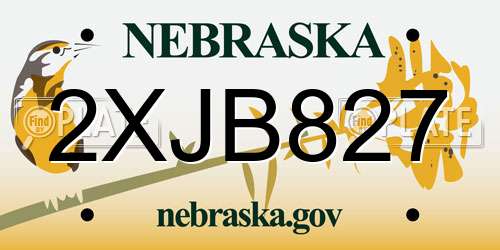 2XJB827 Nebraska License Plate