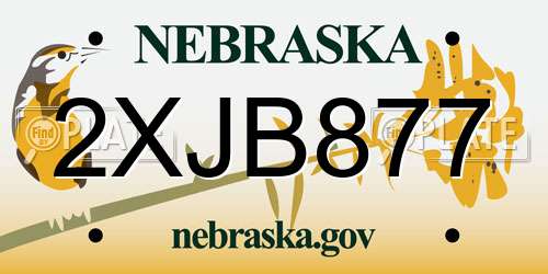 2XJB877 Nebraska License Plate