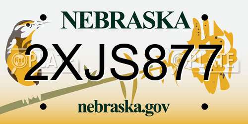 2XJS877 Nebraska License Plate