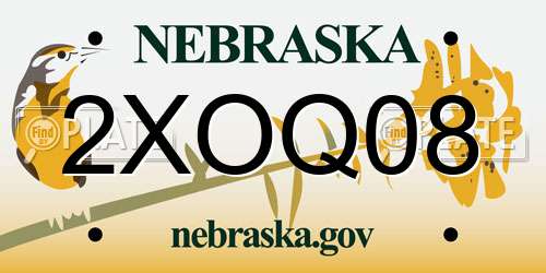 2XOQ08 Nebraska License Plate