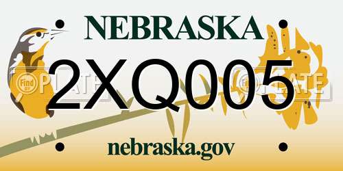 2XQ005 Nebraska License Plate