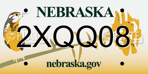 2XQQ08 Nebraska License Plate