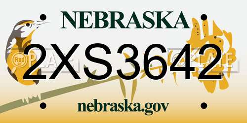 2XS3642 Nebraska License Plate