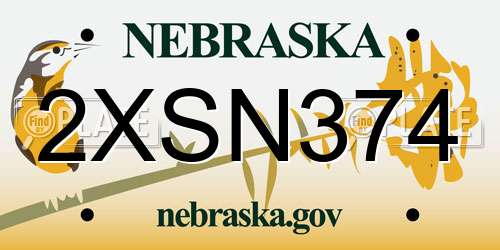 2XSN374 Nebraska License Plate