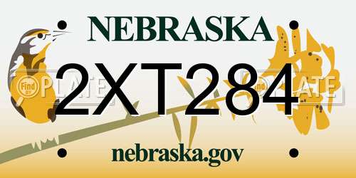 2XT284 Nebraska License Plate