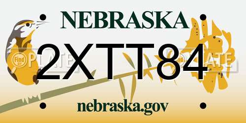 2XTT84 Nebraska License Plate