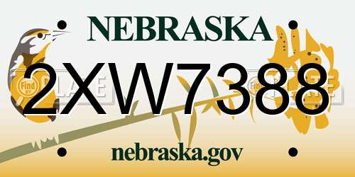 2XW7388 Nebraska License Plate