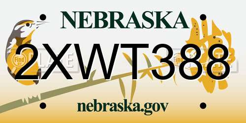 2XWT388 Nebraska License Plate
