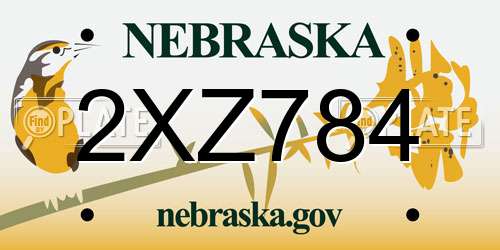 2XZ784 Nebraska License Plate