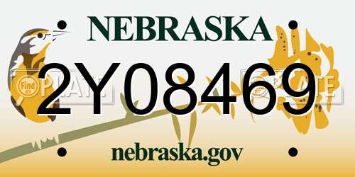 2Y08469 Nebraska License Plate