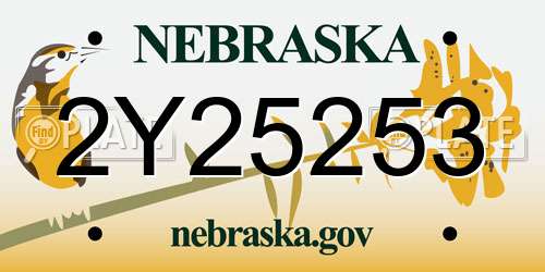 2Y25253 Nebraska License Plate