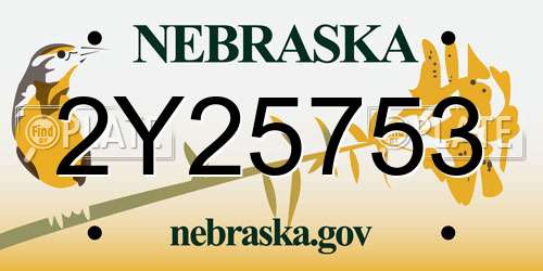 2Y25753 Nebraska License Plate