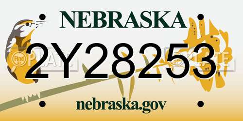 2Y28253 Nebraska License Plate