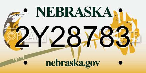 2Y28783 Nebraska License Plate