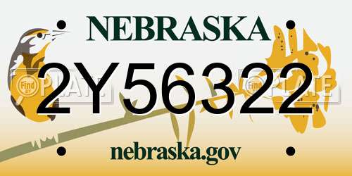 2Y56322 Nebraska License Plate