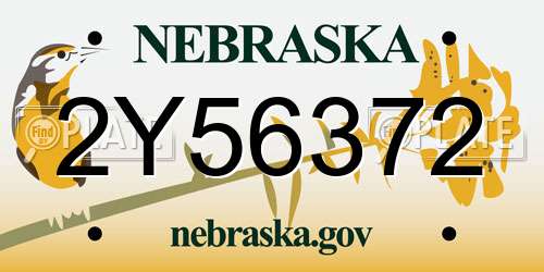 2Y56372 Nebraska License Plate
