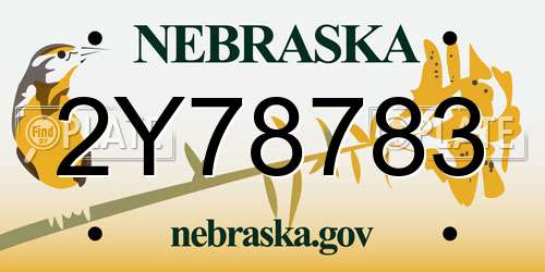 2Y78783 Nebraska License Plate