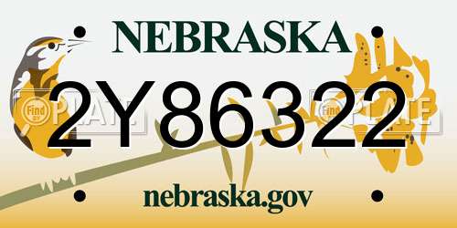2Y86322 Nebraska License Plate