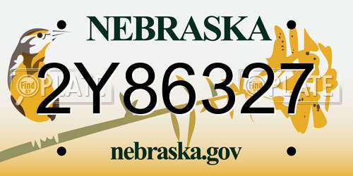 2Y86327 Nebraska License Plate