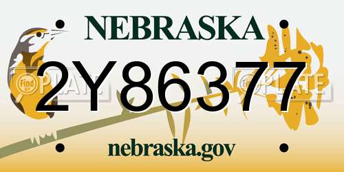 2Y86377 Nebraska License Plate