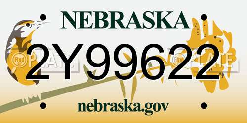 2Y99622 Nebraska License Plate