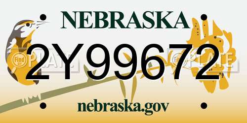 2Y99672 Nebraska License Plate
