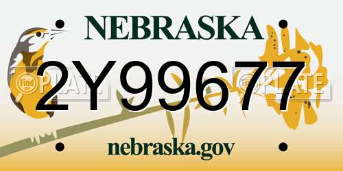 2Y99677 Nebraska License Plate