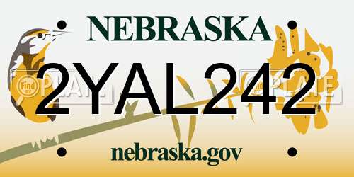 2YAL242 Nebraska License Plate