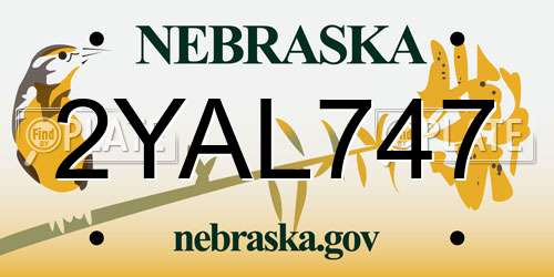 2YAL747 Nebraska License Plate