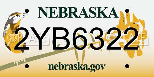 2YB6322 Nebraska License Plate