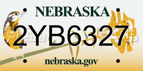 2YB6327 Nebraska License Plate
