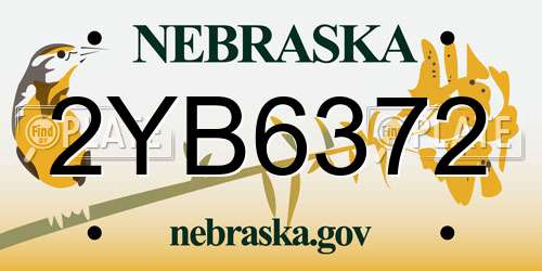 2YB6372 Nebraska License Plate