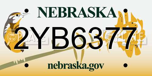2YB6377 Nebraska License Plate